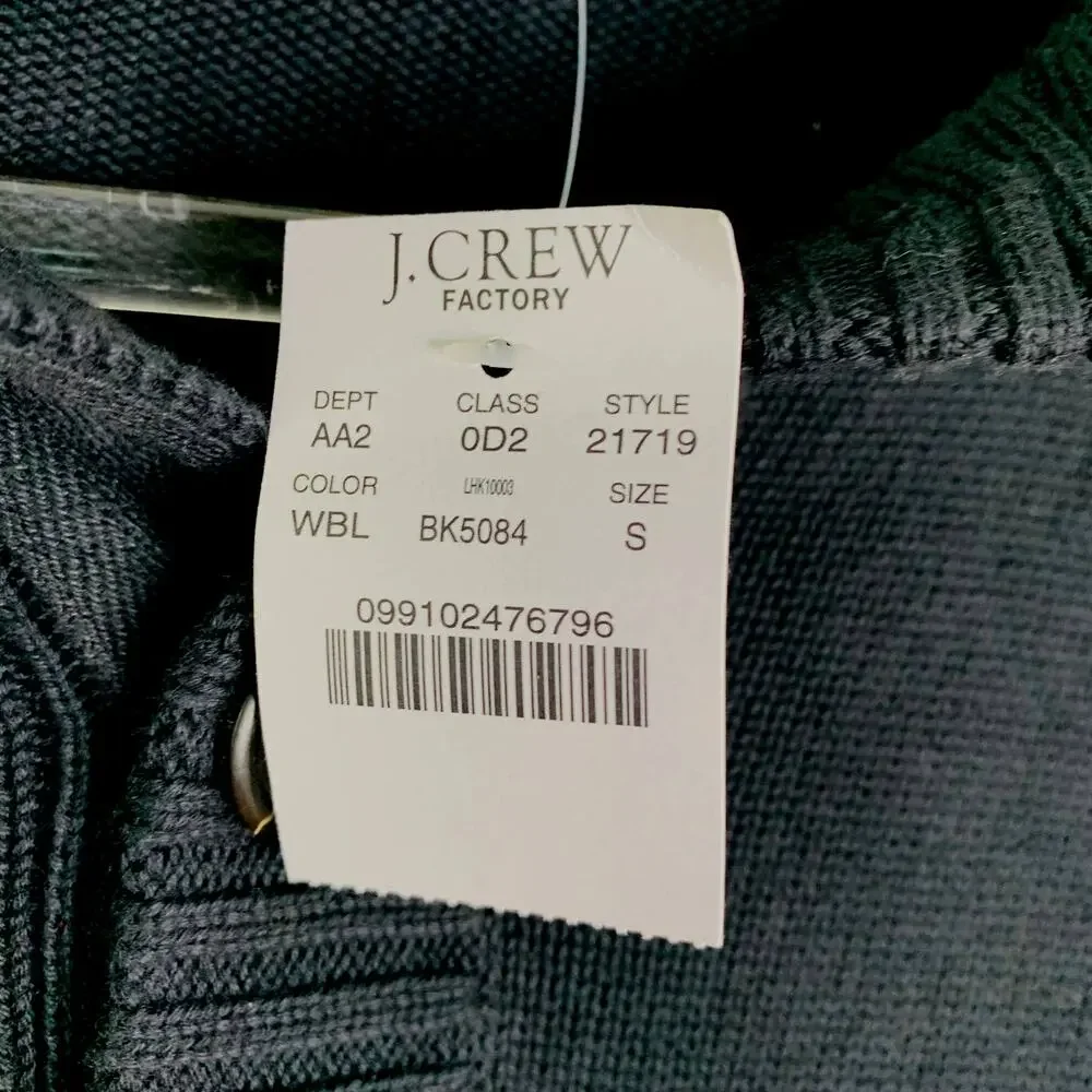 J Crew Mens Sweater Pullover Small Black Cotton Buttons New